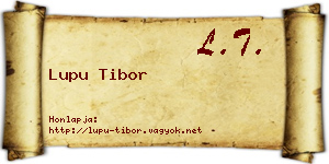 Lupu Tibor névjegykártya